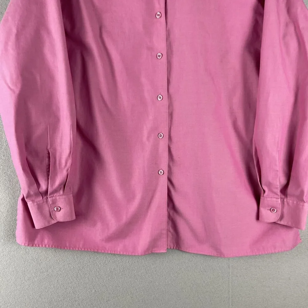 Foxcroft Wrinkle Free Shirt Womens 14W‎ Pink Button Up Long Sleeve Career Office
